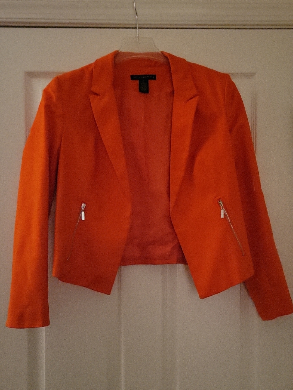 Grace Elements Bright Orange Cropped Blazer with Zip Pockets